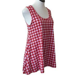 LuLaRoe Perfect Tank Top Red Checked Size XS Oversized Swing